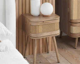 Birlea Pair Of Rattan Bedside Cabinet 1 Drawer Oak  Sark  Side Table - thumbnail 7