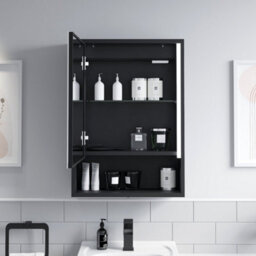 Affine Bathroom Mirror Cabinet Led Wall Mounted 700X500mm Black Demister Shaver Storage - thumbnail 5