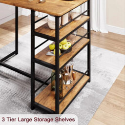 Dining Table Set Bar Table And Upholstered Chair For 2 Kitchen 3 Storage Shelves - thumbnail 6