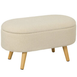 Homcom Ottoman Storage Bench For Hallway, Living Room, Cream White - thumbnail 2