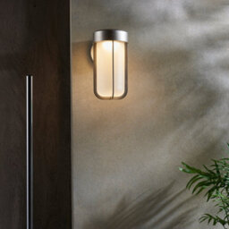 Brushed Silver Outdoor Wall Light & Frosted Glass Shade Ip44 Rated 8W Led Module - thumbnail 4