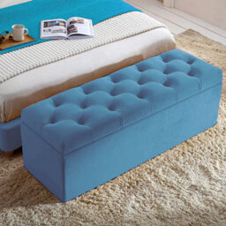150Cm Chesterfield Ottoman Storage Box- Plush Velvet Shoe Bench - Duck Egg Chesterfield Upholstered Blanket Box - thumbnail 1
