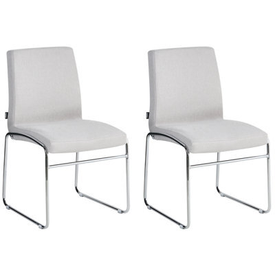 Beliani Set Of 2 Dining Chairs Lecco Fabric Light Grey - image 1