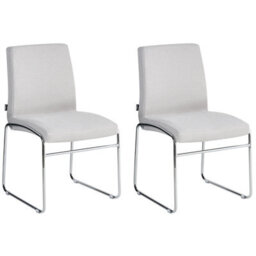 Beliani Set Of 2 Dining Chairs Lecco Fabric Light Grey