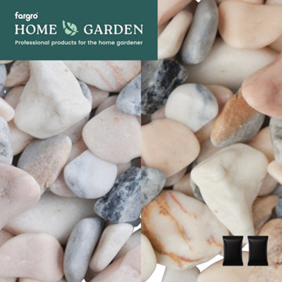 Fargro Home and Garden Fargro™ Home & Garden Flamingo Pebbles 20-50mm - Pack Of 2 X 20Kg Bags Of Pink, Cream & Grey Decorative Pebbles - image 1