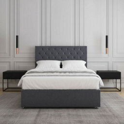 REGIONAL FURNISHINGS Steel Plush Velvet Divan Bed Set Upholstered With 24Inch Headboard 2Drawers Footend & No Mattress In 4Ft 4Ft6 5Ft 6Ft Sizes - thumbnail 3