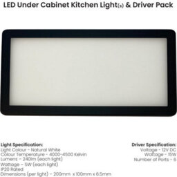 3-Pack Matt Black Ultra-Slim Led Under Cabinet Kitchen Lights With Driver Kit - Bright Natural White - thumbnail 3