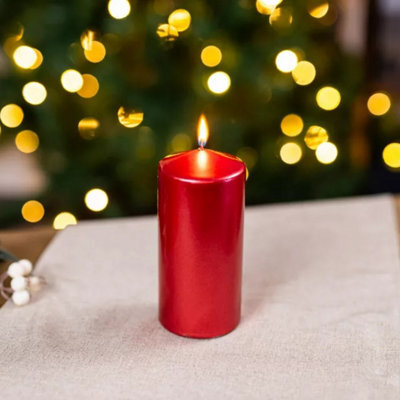 15Cm Unscented Red Pillar Candle - image 1