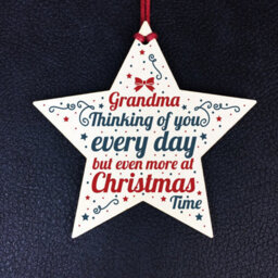 Red Ocean In Memory Hanging Wooden Star Christmas Tree Decoration Grandma Memorial Bauble Remembrance Keepsake - thumbnail 2