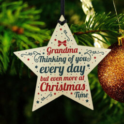 Red Ocean In Memory Hanging Wooden Star Christmas Tree Decoration Grandma Memorial Bauble Remembrance Keepsake - thumbnail 6