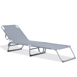 Livivo Foldable Outdoor Reclining Sun Lounger, Grey - thumbnail 1
