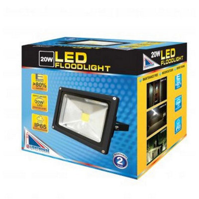 Lighthouse 20W Led Cob Flood Light  Warm White Colour 2700K (Equivalent To 200W) Ip65 Black 2700