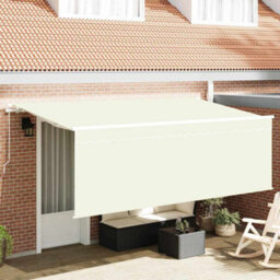 Berkfield Awning With Blind Manual Cream 350 X 200 X 120 Cm Fabric, Metal