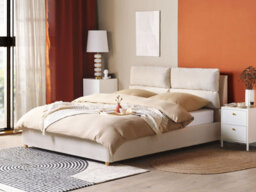 Beliani Ottoman Bed Velvet Batilly 160 X 200 Cm (Eu King Size) Light Beige - thumbnail 2