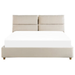 Beliani Ottoman Bed Velvet Batilly 160 X 200 Cm (Eu King Size) Light Beige - thumbnail 7