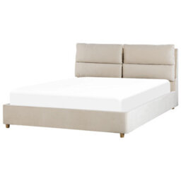 Beliani Ottoman Bed Velvet Batilly 160 X 200 Cm (Eu King Size) Light Beige - thumbnail 5
