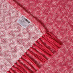 Homescapes Malda Red & White Cotton Throw With Tassels 150 X 200 Cm - thumbnail 4