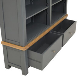 The Furniture Market Marbury Slate Grey Painted Extra Large Grand Double Library Bookcase With 2 Drawers - thumbnail 7