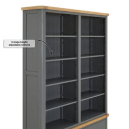 The Furniture Market Marbury Slate Grey Painted Extra Large Grand Double Library Bookcase With 2 Drawers - thumbnail 6