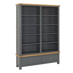 The Furniture Market Marbury Slate Grey Painted Extra Large Grand Double Library Bookcase With 2 Drawers - thumbnail 5