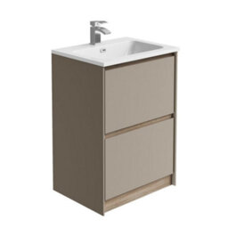 Plum&clay Norton Light Grey & Oak Freestanding Vanity Unit & Basin Set Bathroom Furniture (W)600mm (H)855mm - thumbnail 2