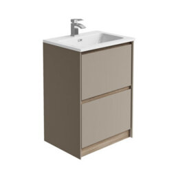 Plum&clay Norton Light Grey & Oak Freestanding Vanity Unit & Basin Set Bathroom Furniture (W)600mm (H)855mm