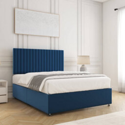 Bsspoke Brooke Divan Bed Set Blue Plush Velvet With 24Inch Panel Headboard No Drawers No Mattress In 3Ft 4Ft 4Ft6 5Ft 6Ft - thumbnail 3