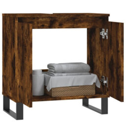 Berkfield Bathroom Cabinet Smoked Oak 58X33X60 Cm Engineered Wood - thumbnail 3