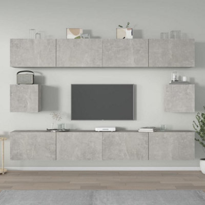 Berkfield 6 Piece Tv Cabinet Set Concrete Grey Engineered Wood - image 1