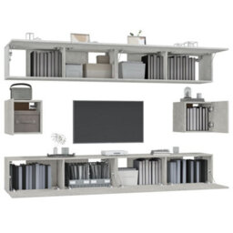 Berkfield 6 Piece Tv Cabinet Set Concrete Grey Engineered Wood - thumbnail 4