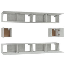 Berkfield 6 Piece Tv Cabinet Set Concrete Grey Engineered Wood - thumbnail 5