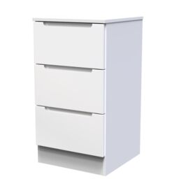 Messina Ready Assembled Matt White No Effect 3 Drawer Bedside Chest (H)685mm (W)370mm (D)390mm - thumbnail 2