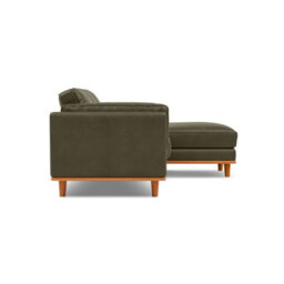 Valencia Artisan Top Grain Leather Three Seats With Right Chaise Sofa Dark Green Alder Wood Legs And Frame - thumbnail 8