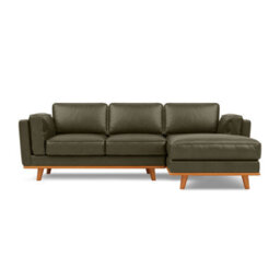 Valencia Artisan Top Grain Leather Three Seats With Right Chaise Sofa Dark Green Alder Wood Legs And Frame - thumbnail 7