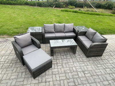 Fimous 7 Seater High Back Rattan Garden Furniture Set With Coffee Table 2 Side Tables Indoor Outdoor Patio Lounge Sofa Set - image 1