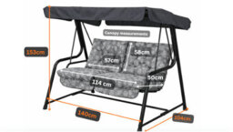 Glendale Garden & Leisure Tropical Grey Vienna 2 Seater Steel Hammock Swing - thumbnail 3