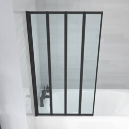 Nes Home 800 X 1400 mm 4 Fold Door Bath Shower Screen Black Frame - thumbnail 5