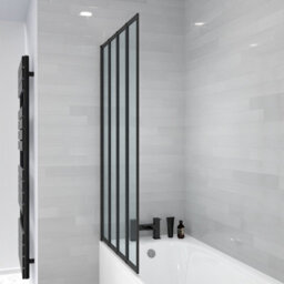 Nes Home 800 X 1400 mm 4 Fold Door Bath Shower Screen Black Frame - thumbnail 4