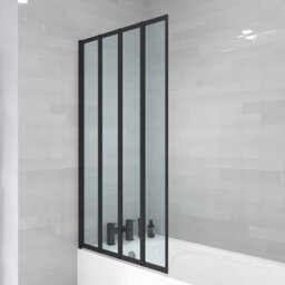 Nes Home 800 X 1400 mm 4 Fold Door Bath Shower Screen Black Frame - thumbnail 3