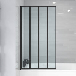 Nes Home 800 X 1400 mm 4 Fold Door Bath Shower Screen Black Frame - thumbnail 2