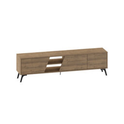 "Decortie Fiona Modern Tv Unit Multimedia Cabinet With Storage Doors 75"" Natural Oak 180Cm" - thumbnail 2