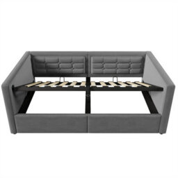 Abrihome Velvet Ottoman Daybed (90X190Cm), 3Ft Single Sofa Bed With Usb/type-C Charging & Hydraulic Storage, Grey - thumbnail 7