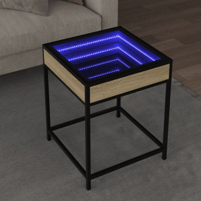 Berkfield Coffee Table With Infinity Led Sonoma Oak 40X40X51 Cm - image 1