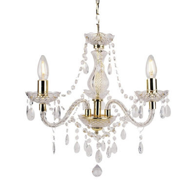 First Choice Lighting Clear And Gold Marie Therese Style 3 X 40W Chandelier - image 1