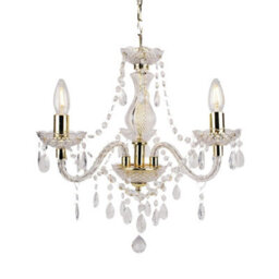 First Choice Lighting Clear And Gold Marie Therese Style 3 X 40W Chandelier