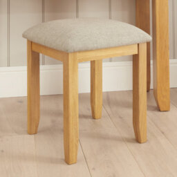 The Furniture Market Cheshire Oak Stool With Natural Fabric Seat Pad Premium Quality Seating Solution Elegant And Durable Design Bedrooms - thumbnail 1