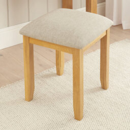 The Furniture Market Cheshire Oak Stool With Natural Fabric Seat Pad Premium Quality Seating Solution Elegant And Durable Design Bedrooms - thumbnail 2