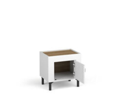 Arte Mossa Modern Bedside Table In White & Oak - W480mm X H470mm X D360mm - thumbnail 2