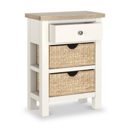 Farro Basket Coconut Telephone Table With Washed Oak Top - Fully Assembled - By Roseland Furniture - thumbnail 5