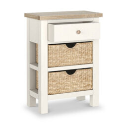 Farro Basket Coconut Telephone Table With Washed Oak Top - Fully Assembled - By Roseland Furniture - thumbnail 9